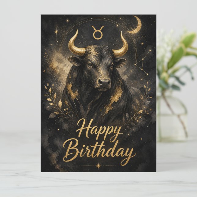 Stier Happy Birthday Sternzeichen Design (Stehend Vorderseite)
