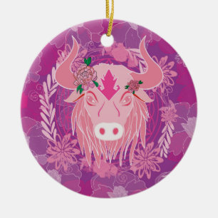 Stier Keramik Ornament