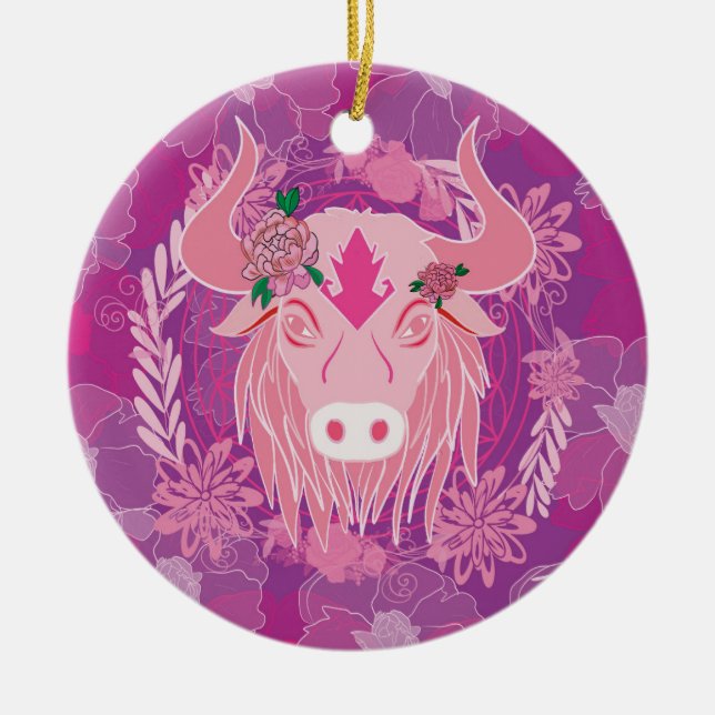 Stier Keramik Ornament (Vorne)