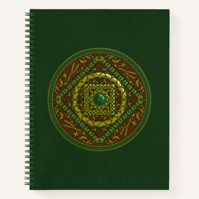 Stier Mandala Spiralblock Notizbuch (Vorderseite)
