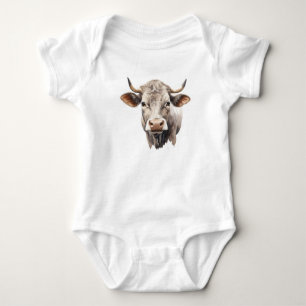 Stier mit Hörnern Süßes Bauernhof-Tier Baby-Body Baby Strampler