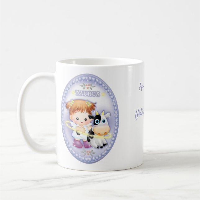 Stier - personalisierte Tierkreis-Tasse Kaffeetasse (Links)