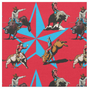Stier-Reitcowboy-Rodeo-Western-Gewebe Stoff