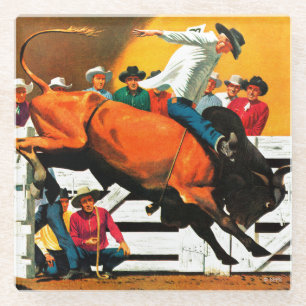 Stier-Reiten durch Fred Ludekens Glasuntersetzer