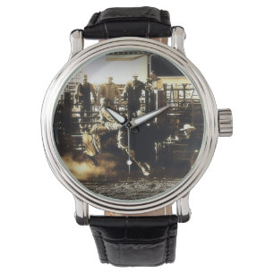 Stier-Reiten Rodeo Cowboy Country Western Armbanduhr
