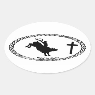 Stier-Reitkreuz-Euro-Art Ovaler Aufkleber