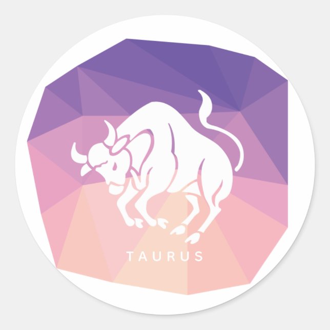 Stier rund Aufkleber in rosa/lila Hintergrund (Vorderseite)