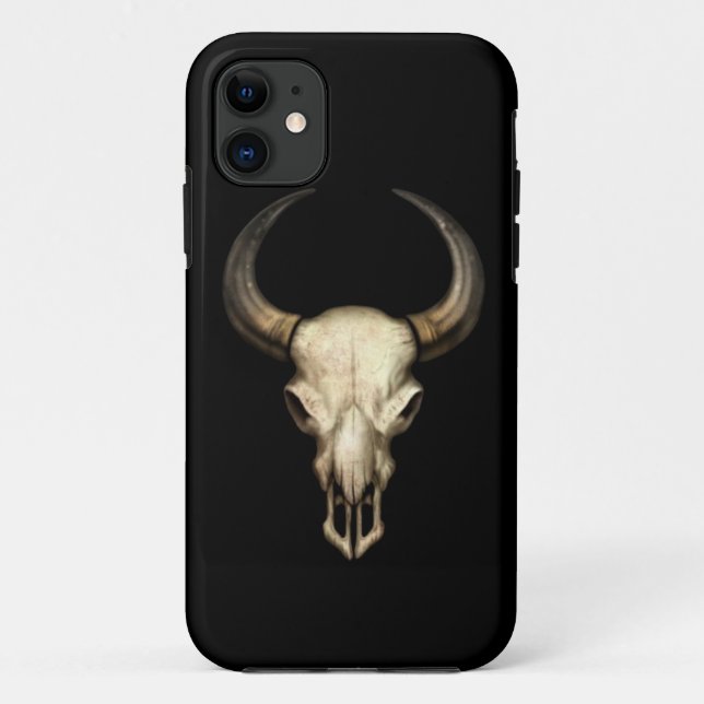 Stier-Schädel auf Schwarzem Case-Mate iPhone Hülle (Rückseite)