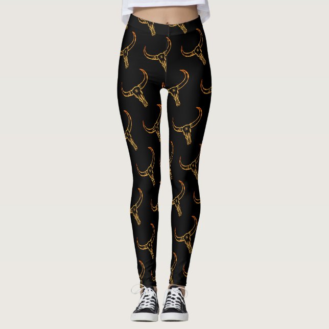 Stier-Schädel-GoldLeggings Leggings (Vorderseite)