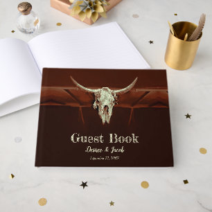 Stier-Schädel-Hochzeit Western Braun Rustikal Land Gästebuch