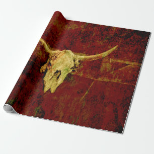 Stier-Schädel Western-Land Braun Rustikale Grunge- Geschenkpapier