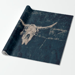 Stier-Schädel Western-Land-Stil Grau Rustikal Alt Geschenkpapier