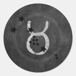 Stier schwarze Sterne Silberzodiaksymbol Runder Aufkleber