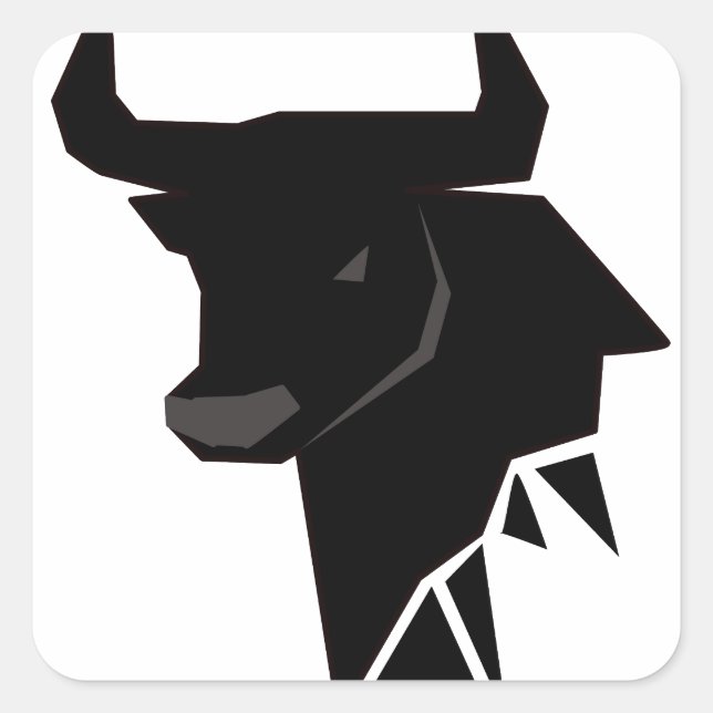 Stier Silhouette Sternzeichen Quadratischer Aufkleber (Vorderseite)