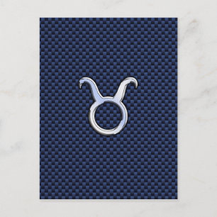 Stier-Sternzeichen-Dekor Navy Blau Carbonfaser-Dru Postkarte