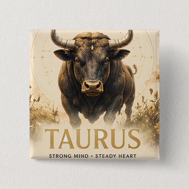 Stier-Sternzeichen Geburtstags-Astrologie-Geschenk Button (Vorderseite)