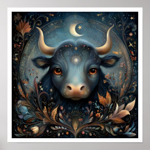 Stier-Sternzeichen-Geburtszeichen Astrologie Himme Poster