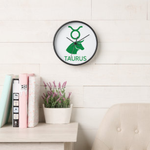 Stier-Sternzeichen Minimalistischer Grüner Stier Uhr