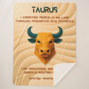 Stier-Sternzeichen Modern 3D mit Affirmationen Sherpadecke