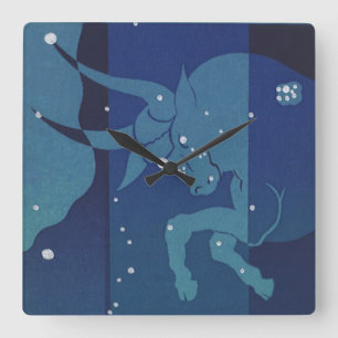 Stier Stier Konstellation Vintage Zodiac Astrologi Quadratische Wanduhr