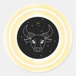 Stier-Symbol – Minimales Astrologie-Emblem Runder Aufkleber