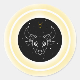 Stier-Symbol – Minimales Astrologie-Emblem Runder Aufkleber