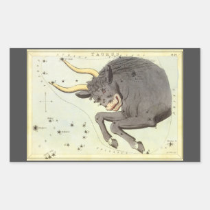 Stier Taurus, Vintage Konstellation Urania's Spieg Rechteckiger Aufkleber