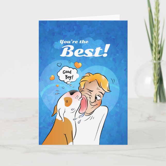 Stier-Terrier-Cartoon-Karte "Sie sind das beste " Karte (Vorderseite)