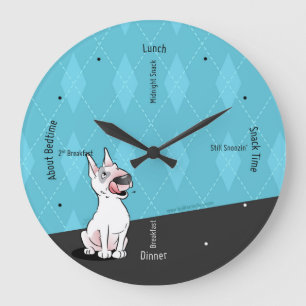 Stier-Terrier-Cartoon-Wand-Uhr Große Wanduhr