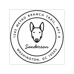Stier-Terrier-HundeRücksendeadresse-Briefmarke Permastempel