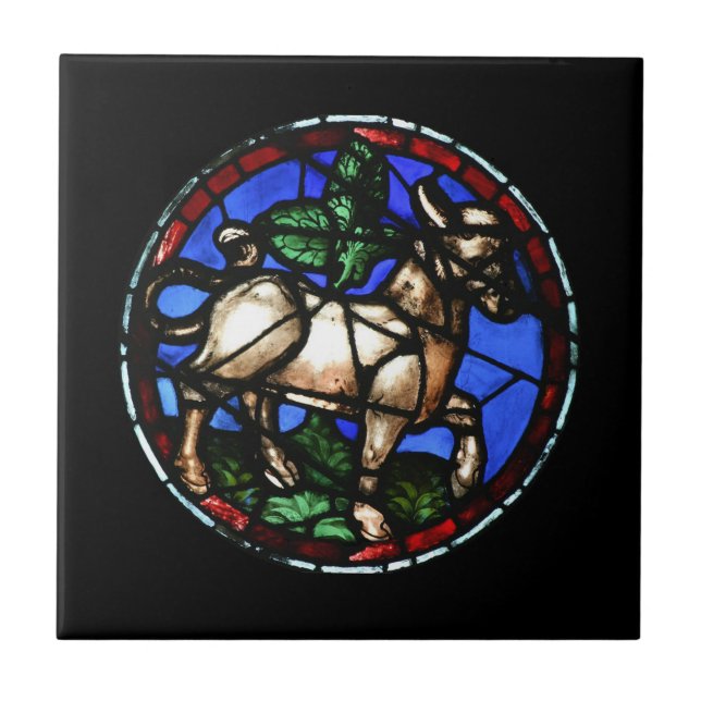 Stier-Tierkreis-Buntglas-Notre-Dame de Paris-Ti Fliese (Vorderseite)