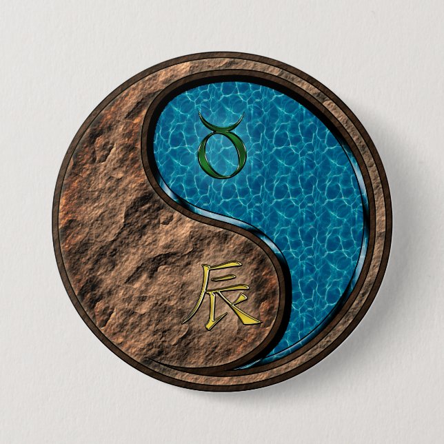Stier & Wasser-Drache Button (Vorderseite)