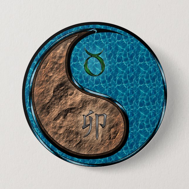 Stier & Wasser Kaninchen Button (Vorderseite)
