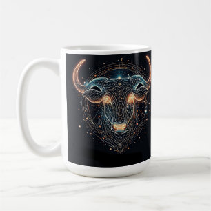 Stier-Zodiac-Bulle mit leuchtenden geometrischen L Kaffeetasse