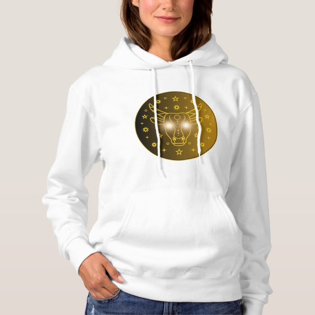 Stier-Zodiac-Emblem | Minimales Himmelssymbol Hoodie (Vorderseite)