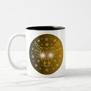 Stier-Zodiac-Emblem   Minimales Himmelssymbol Zweifarbige Tasse
