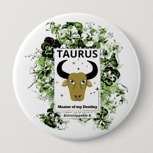 Stier-Zodiac-Meister des Schicksals Florale Kunst Button