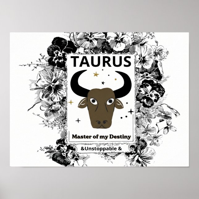 Stier-Zodiac-Meister des Schicksals Florale Kunst Poster (Vorne)