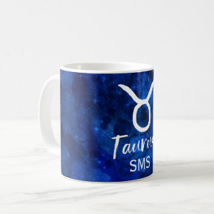 Stier Zodiac Sternbild Blau Galaxie Monogramm Kaffeetasse