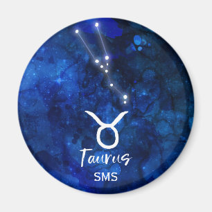 Stier Zodiac Sternbild Blau Galaxie Monogramm Magnet