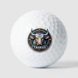 Stier-Zodiac-Stieremblem mit goldenem Ring Golfball