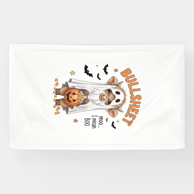 Stierblatt Highland-Kuh Lustiger Geist Banner (Horizontal)