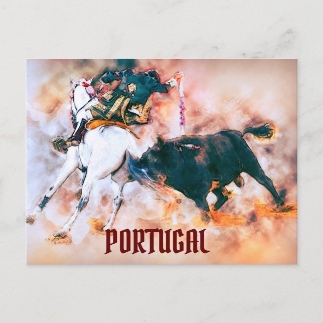 Stierkampf in Vintag Portugal Postkarte (Vorderseite)
