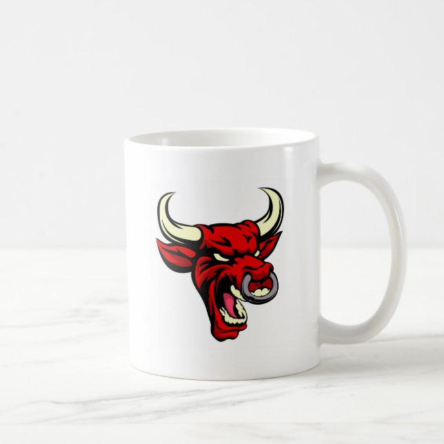 Stierrotes gemeines Tiermaskottchen Kaffeetasse (Rechts)