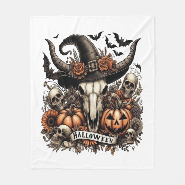 Stierschädel Halloween Kuh Fleecedecke (Vorderseite)