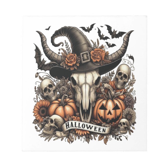 Stierschädel Halloween Kuh Notizblock (Vorderseite)