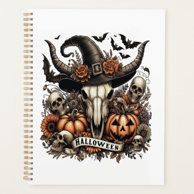 Stierschädel Halloween Kuh Planer (Vorderseite)