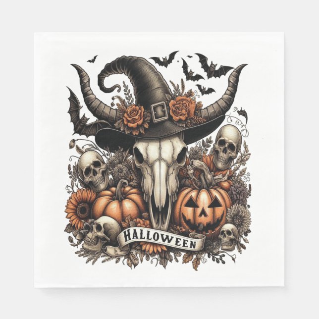 Stierschädel Halloween Kuh Serviette (Vorderseite)