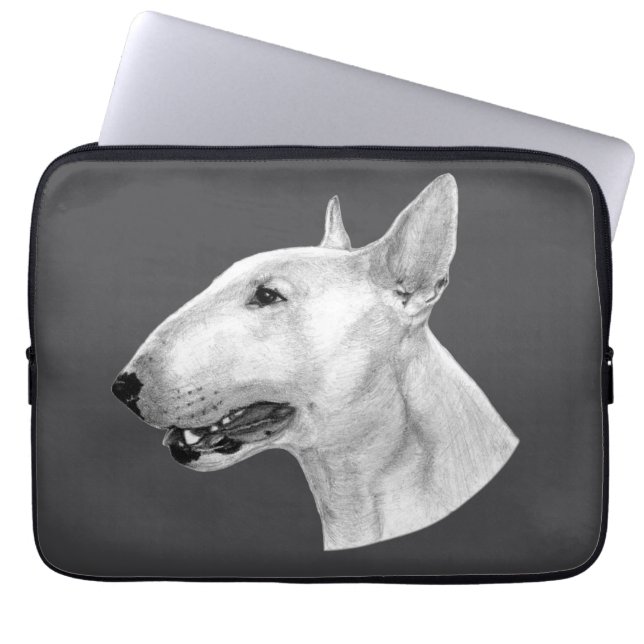 Stift Bull Terrier zeichnend Laptopschutzhülle (Vorderseite)
