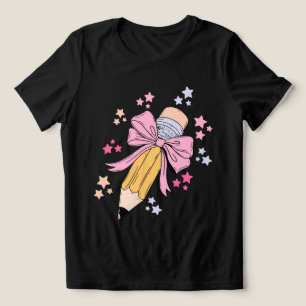 Stift Coquette Bow rosa Zurück zu Schullehrern Tri-Blend Shirt